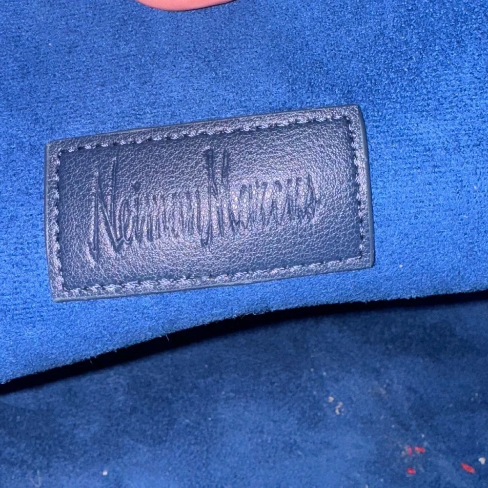 Neiman Marcus Leather‎ Shoulder Bag Tote Hobo Purse Navy Blue
